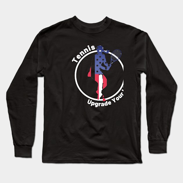 US Open Tennis USA Flag Silhouette Long Sleeve T-Shirt by TopTennisMerch